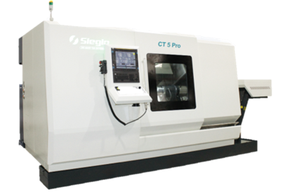 CT5 Pro  雙主軸雙刀塔機(jī)型，正副主軸標(biāo)配電主軸，正主軸4500rpm，副主軸5000rpm。上下刀塔標(biāo)配12T，BMT55動(dòng)力刀塔；上下刀塔帶Y軸，Y軸行程為±45mm。